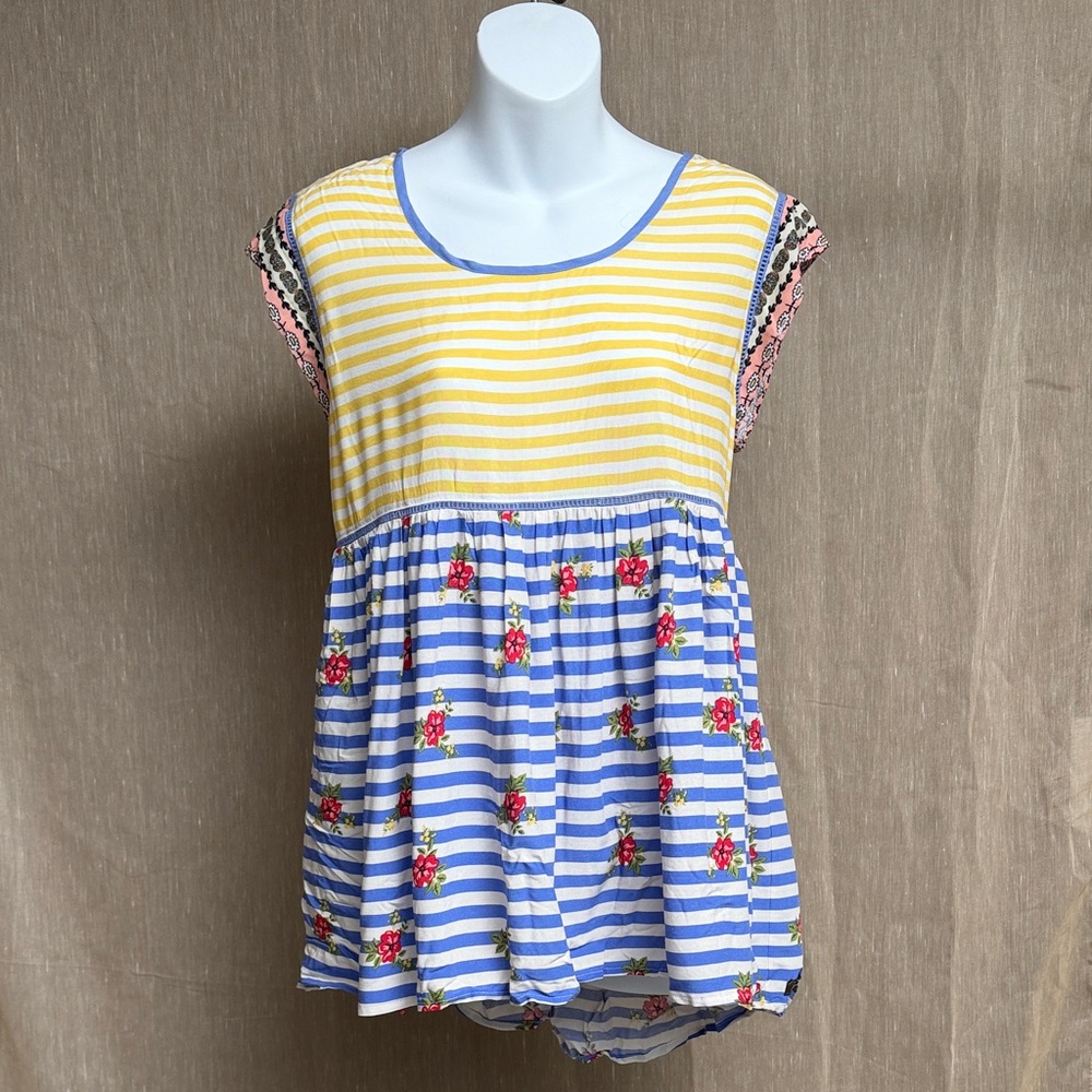 Matilda Jane Striped Blouse with Floral Accents